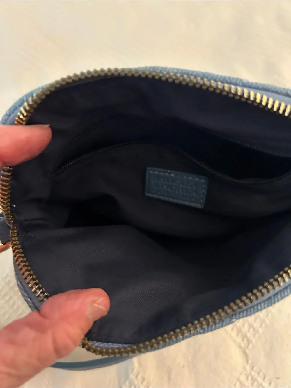 BADGLEY MISCHKA NEW YORK ELLE DENIM QUILTED DOME CROSSBODY